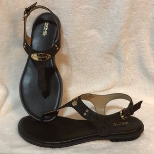 Michael Kors MK Monogram Plate Sandals